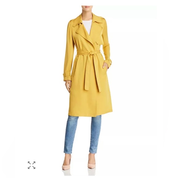 Theory Jackets & Blazers - Theory Mustard Silk Belted Trench Coat
